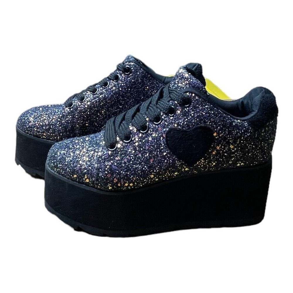 N.Y.L.A. Black Glitter Platform Sneakers - Picture 6 of 9
